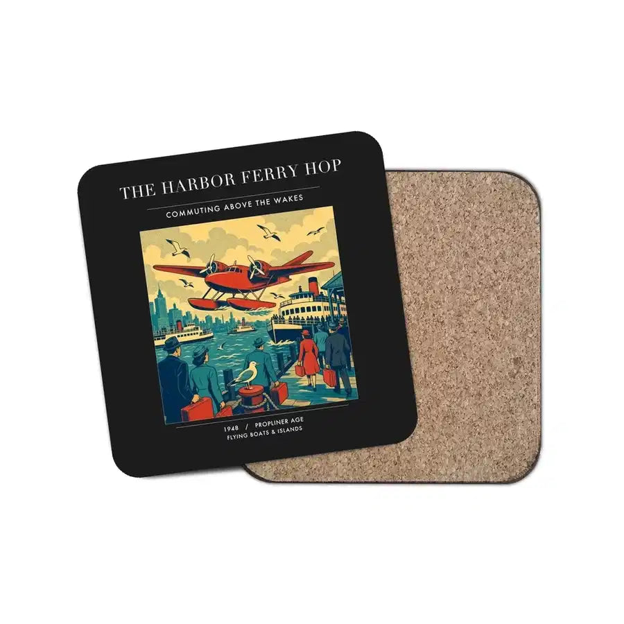 The Harbor Ferry Hop - Designed Coasters design on black 1-piece