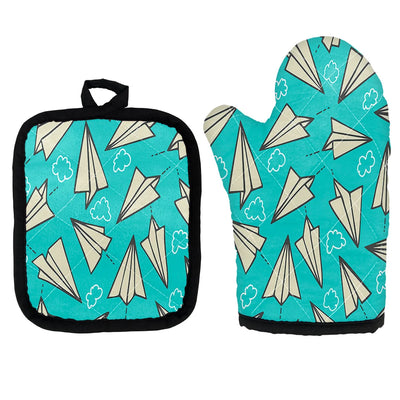 Super Cool Paper Airplanes Kitchen Glove & Holder aviation design on durable fabric with insulated lining kitchen glove holder.