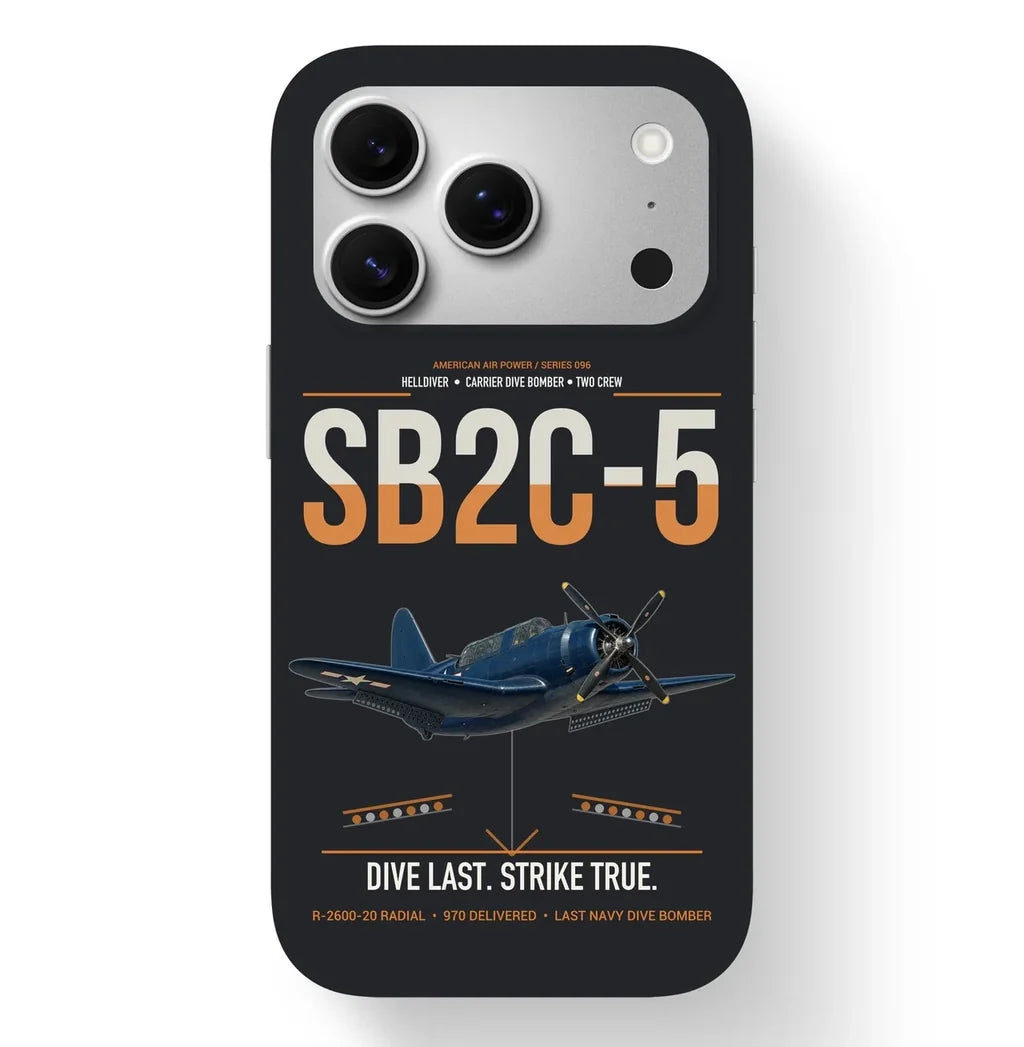 SB2C-5 Helldiver design on black magsafe iphone case, for iPhone 17 Pro