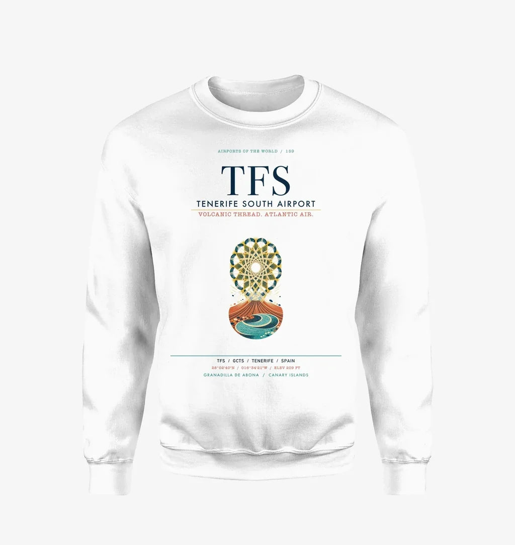 Tenerife South Airport (TFS) design on white sweatshirt