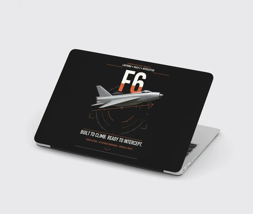 English Electric Lightning F6 design on black MacBook case