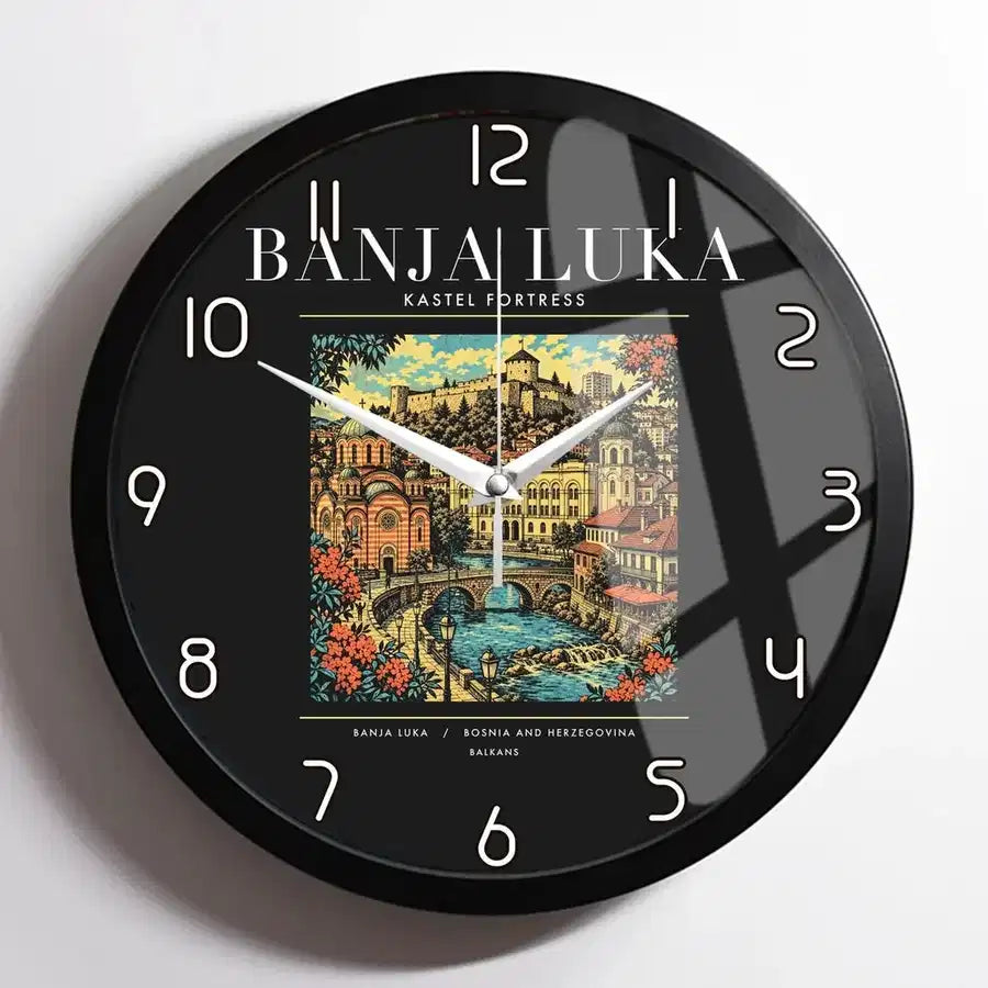 BANJA LUKA - Poster - Wall Clock Framed - Black