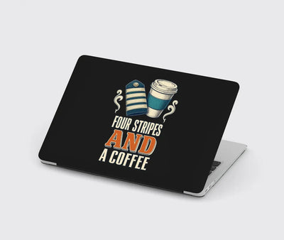 Four Stripes And A Coffee design on black MacBook case