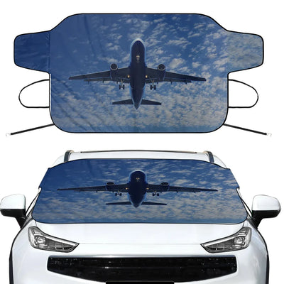 Airplane From Below Car aviation design on car windshield cover.