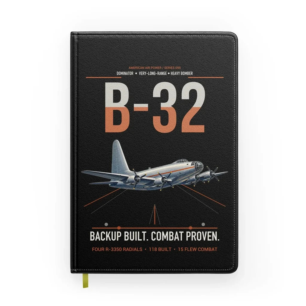 B-32 Dominator design on black notebook