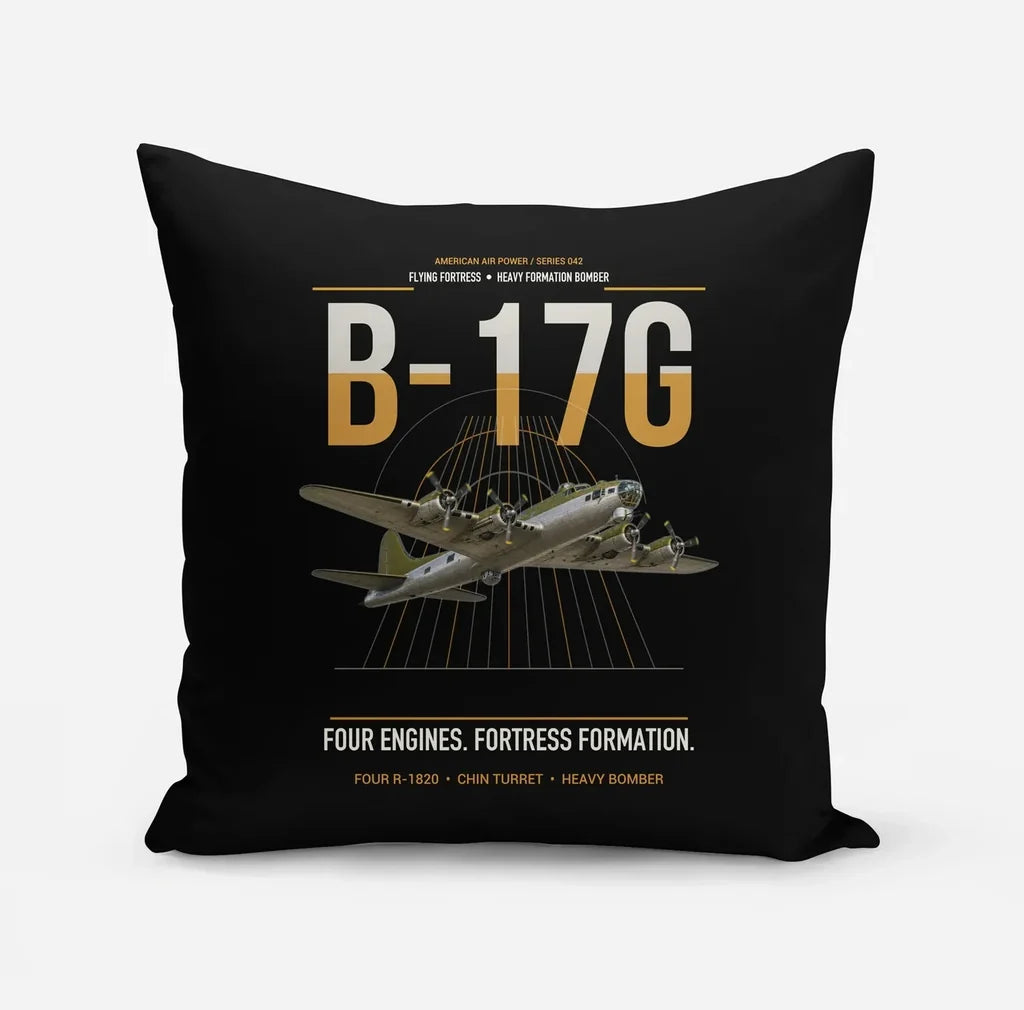 B-17G Flying Fortress design on black pillow