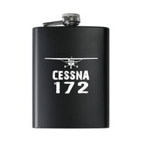 Thumbnail for Cessna 172 & Plane aviation design on stainless hip flask, compact pocket-size flask.