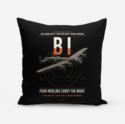 Avro Lancaster B I design on black pillow