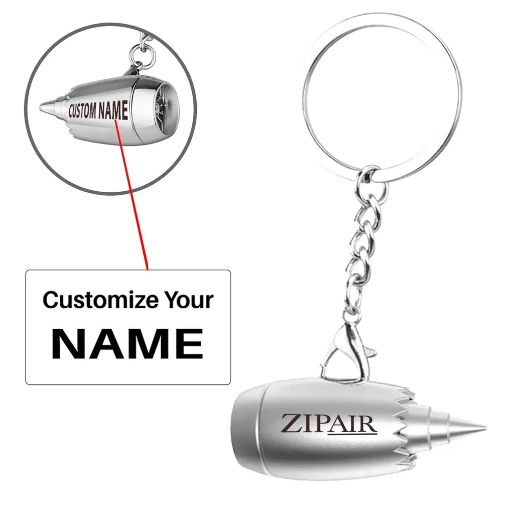 Customisable Zipair Airlines Jet Engine Turbine Key Chain