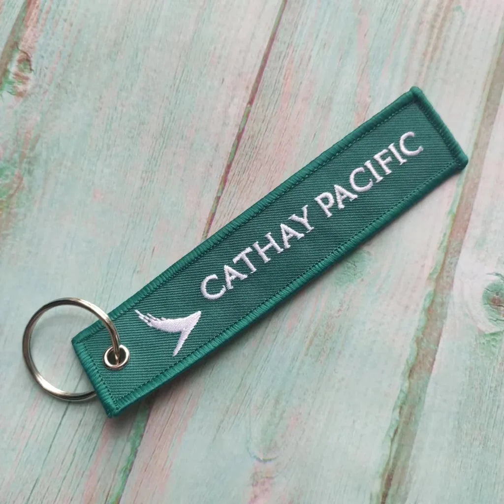 Cathay Pacific Airways Airlines aviation Remove Before Flight key chain, aviation-tag style webbing.