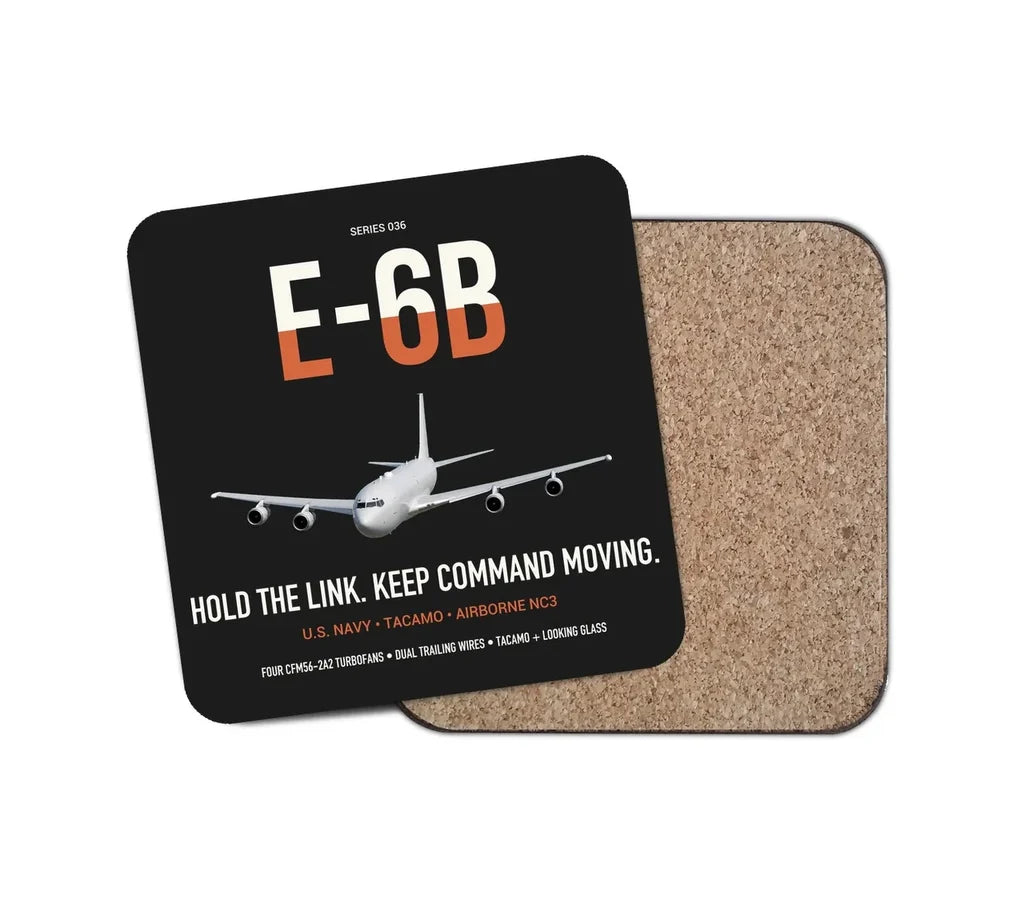 E-6B Mercury design on black 1 piece coaster