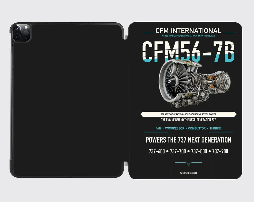 CFM56-7B design on black ipad tablet case