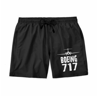 Boeing 717 & Plane aviation design on quick-dry polyester swim trunks.