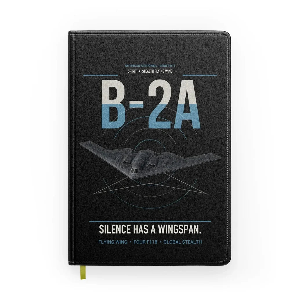 B-2A Spirit design on black notebook