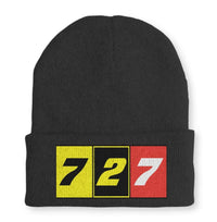 Thumbnail for Flat Colourful 727 Embroidered aviation embroidery on soft knit fabric beanie.