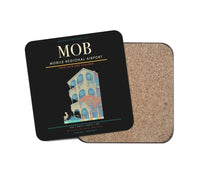 Thumbnail for Mobile Regional Airport (MOB) design on black 1 piece coaster