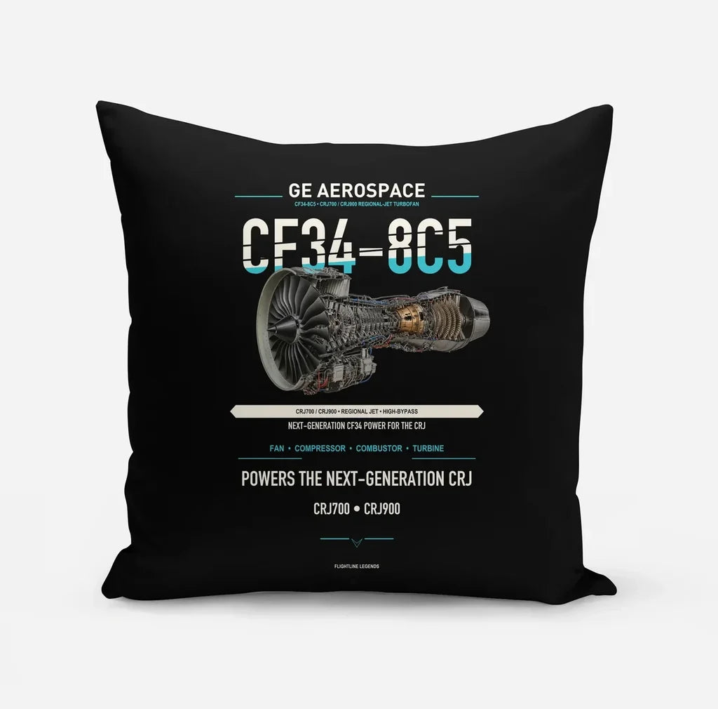 CF34-8C5 design on black pillow