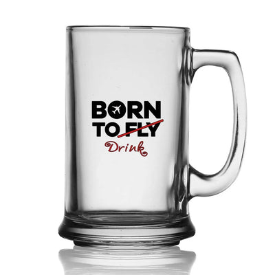 Born To Drink Beer Glass with Holder aviation design on beer glass with holder, glass plus matching coaster holder.