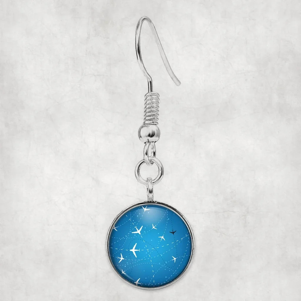 Side view of Travelling with Aircraft aviation earrings in hypoallergenic alloy, polished finish.