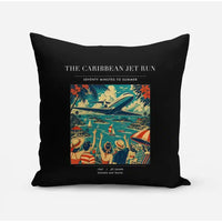 Thumbnail for VINTAGE G4122 - The Caribbean Jet Run - Designed Pillows design on black
