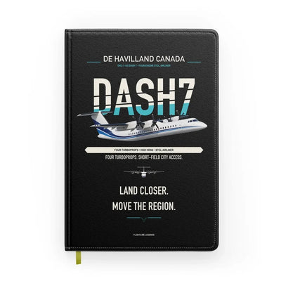 de Havilland Canada DHC-7-102 Dash 7 design on black notebook