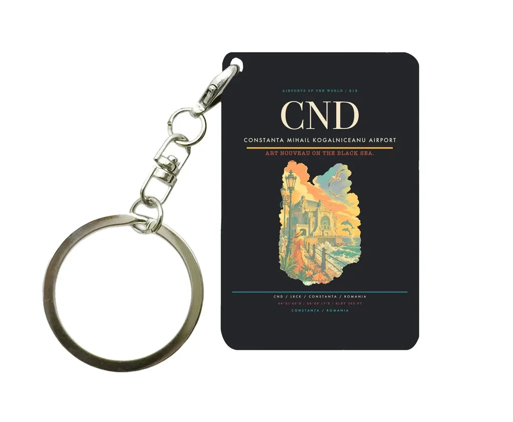 Constanta Mihail Kogalniceanu Airport (CND) design on black key chain
