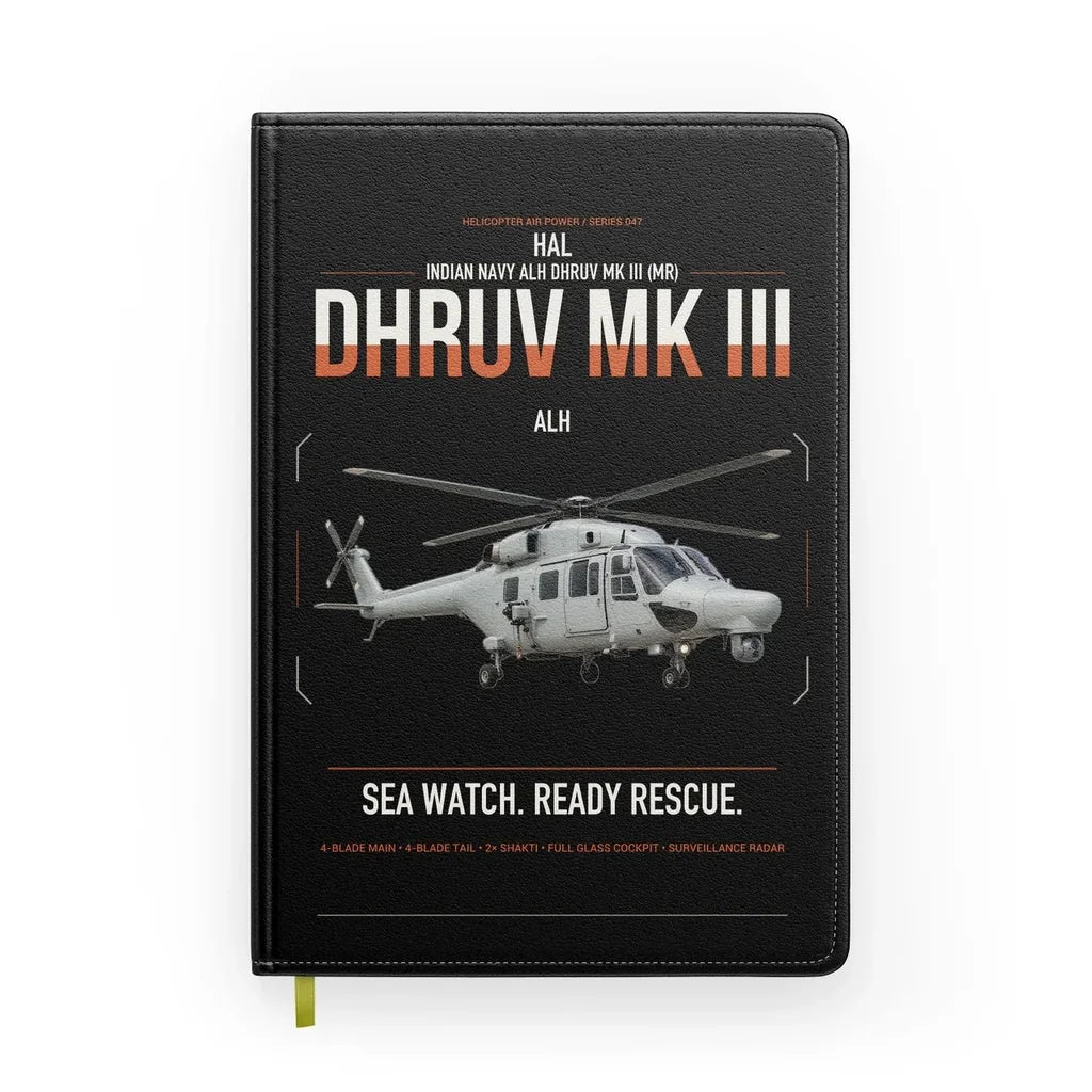 HAL ALH Dhruv Mk III design on black notebook