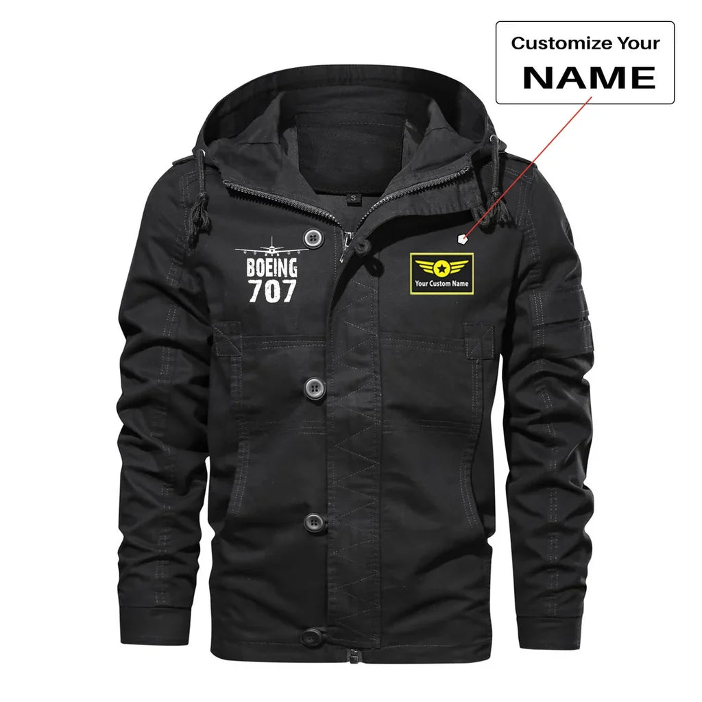 Boeing 707 & Plane aviation design printed on heavy cotton shell with classic fit cotton jacket.