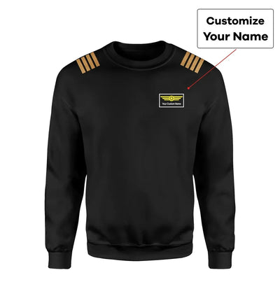 Custom & Name with EPAULETTES (Badge 1) aviation design printed on soft cotton blend sweatshirt.