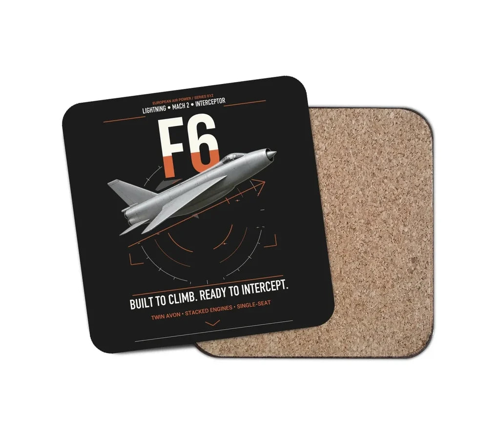 English Electric Lightning F6 design on black 1 piece coaster
