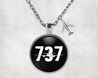 Thumbnail for Boeing 737 aviation-themed necklace, polished stainless steel.