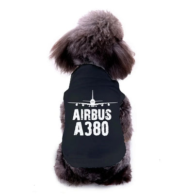 Pet vest with Airbus A380 & Plane Dog Pet aviation design, quilted insulated panel.