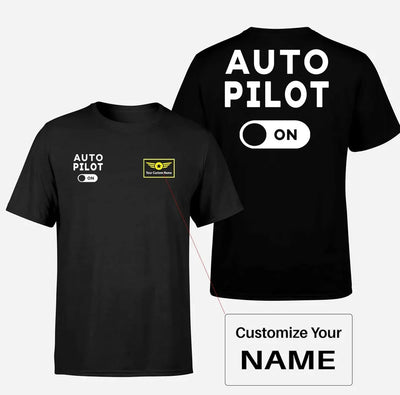 Auto Pilot ON aviation design printed on soft cotton double-side print T-shirt.
