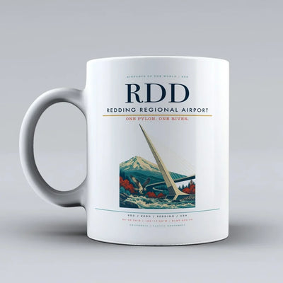 Redding Regional Airport (RDD) airport code design on white ceramic mug