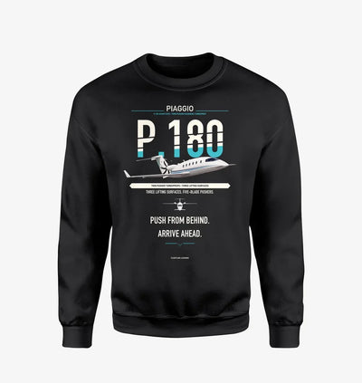 Piaggio P.180 Avanti EVO design on black sweatshirt