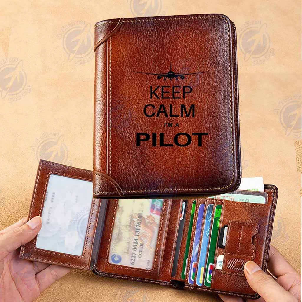 Pilot (777 Silhouette) aviation leather wallet in leather.