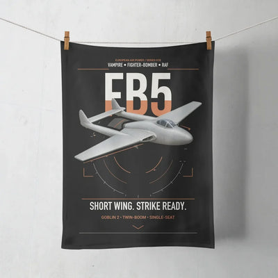 de Havilland Vampire FB5 design on black towel