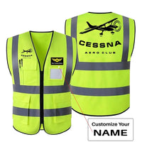Thumbnail for Cessna Aeroclub aviation design printed on high-visibility reflective fabric reflective vest.