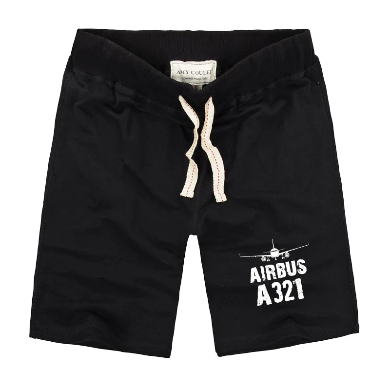Airbus A321 & Plane aviation design on soft cotton shorts.