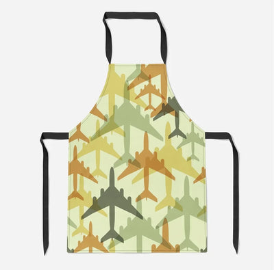 Seamless Colourful Airplanes aviation design on durable cotton blend kitchen apron.
