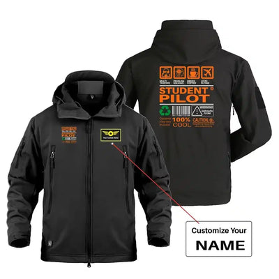 Student Pilot Label Military Jackets (Customizable) aviation design printed on heavy cotton shell with field-style pockets mi.