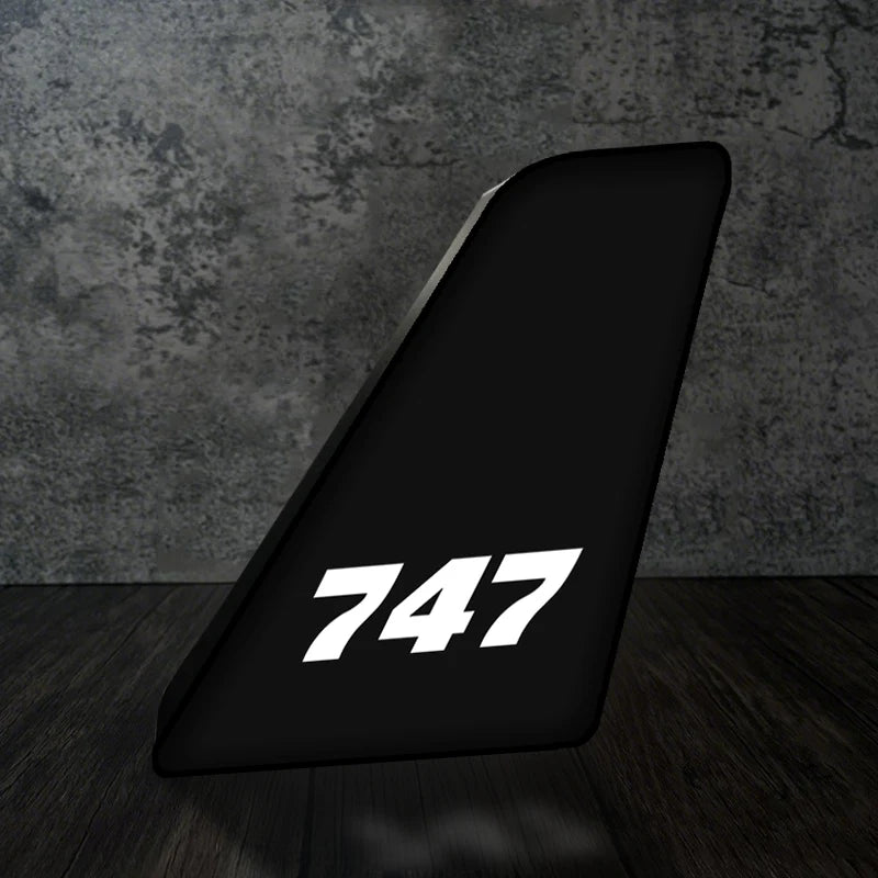 Boeing 747 Flat Text Led Aircraft Tail aviation design on premium acrylic with LED 3D aircraft tail lamp.