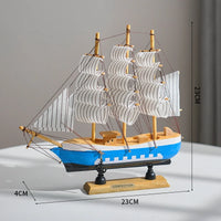Thumbnail for Side view of Light Blue Nautical Wooden Sailboat Model Ornament aviation model ship in diecast metal or wood with detailed pa.