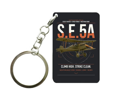 Royal Aircraft Factory S.E.5a design on black designed key chain, double-side print