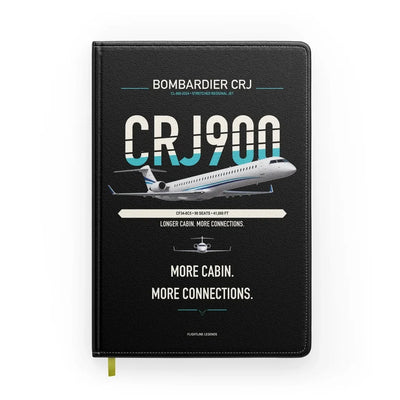 Bombardier CRJ900 design on black notebook