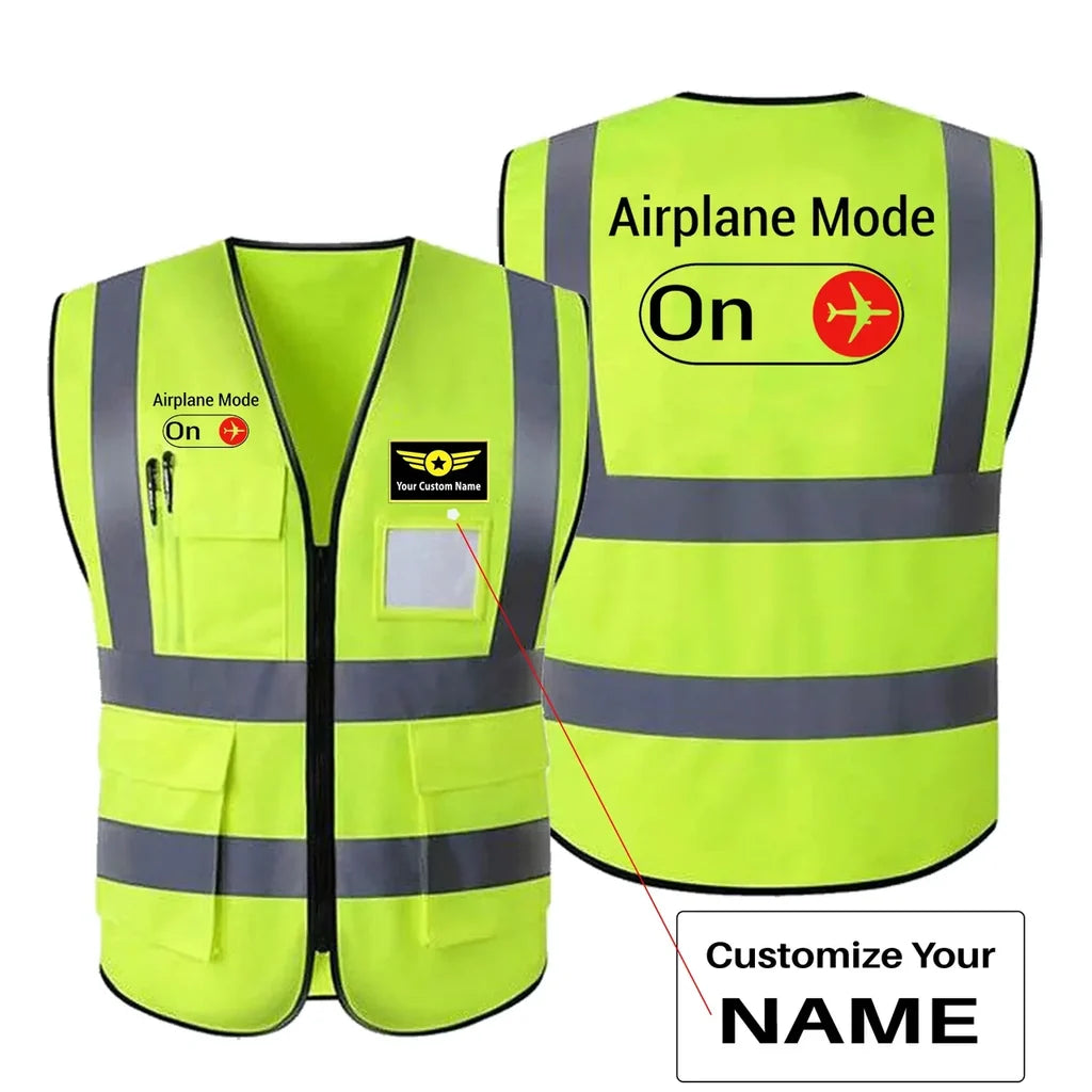 Airplane Mode On aviation design printed on high-visibility reflective fabric reflective vest.