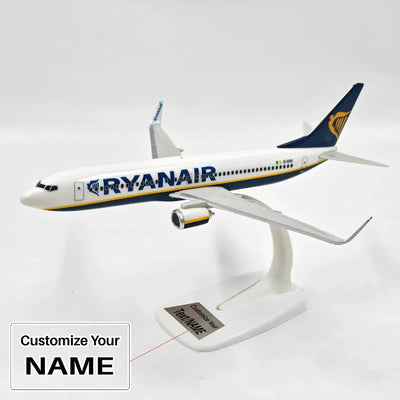 Side view of Ryanair Airlines B737-800 Airplane Model (1/200 Scale) aviation 20-30cm scale model aircraft in diecast metal.