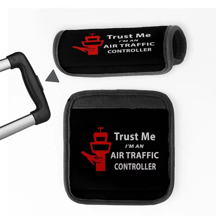 Trust Me I'm an Air Traffic Controller Neoprene aviation luggage handle cover in soft silicone.