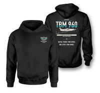 Thumbnail for Daher TBM 960 design on black double-side hoodie, double-side print