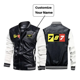 Flat Colourful 787 Stylish Leather Bomber Jackets
